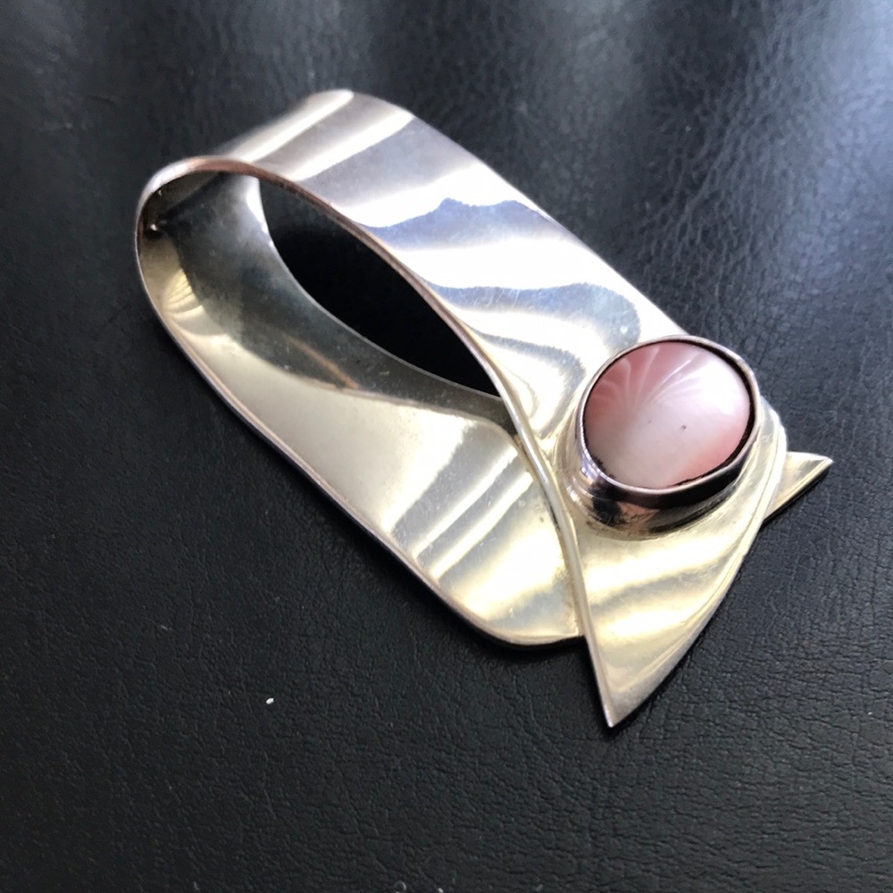 .925 Sterling Silver money clip w gemstone